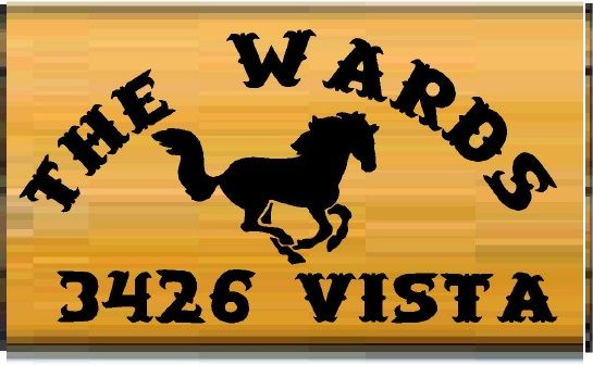O24235 - Wood Sign for Ranch Address with Carved Galloping Horse
