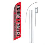 Tattoos & Piercings R/B Swooper/Feather Flag + Pole + Ground Spike