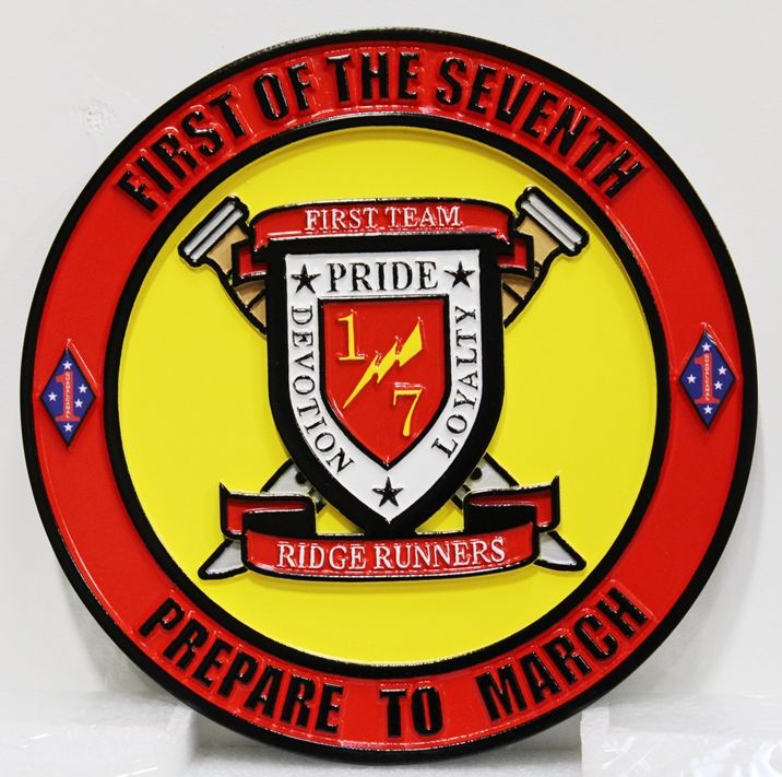 CB5327 - Crest/Logo of the First of the Seventh (1st Battalion, 7th Marines Regiment, 1st Division, Multi-level Raised Relief