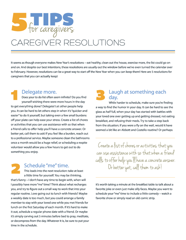 5 Tips for Caregiver Resolutions