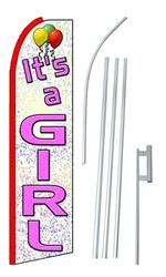 It's A Girl Swooper/Feather Flag + Pole + Ground Spike