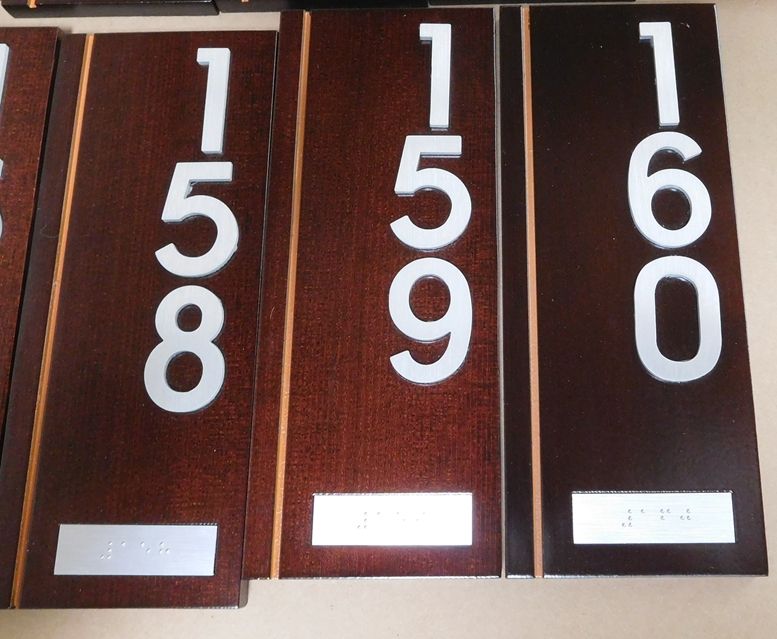 KA20870 - Stained Cedar with Aluminum Letters and Braille Strips, ADA Compliant