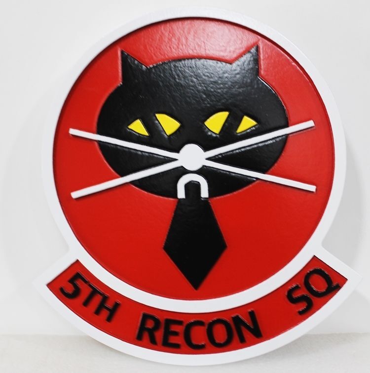 LP-4707 - Carved 2.5-D Raised Relief HDU Plaque of the Crest of the 5th Reconnaissance Squadron