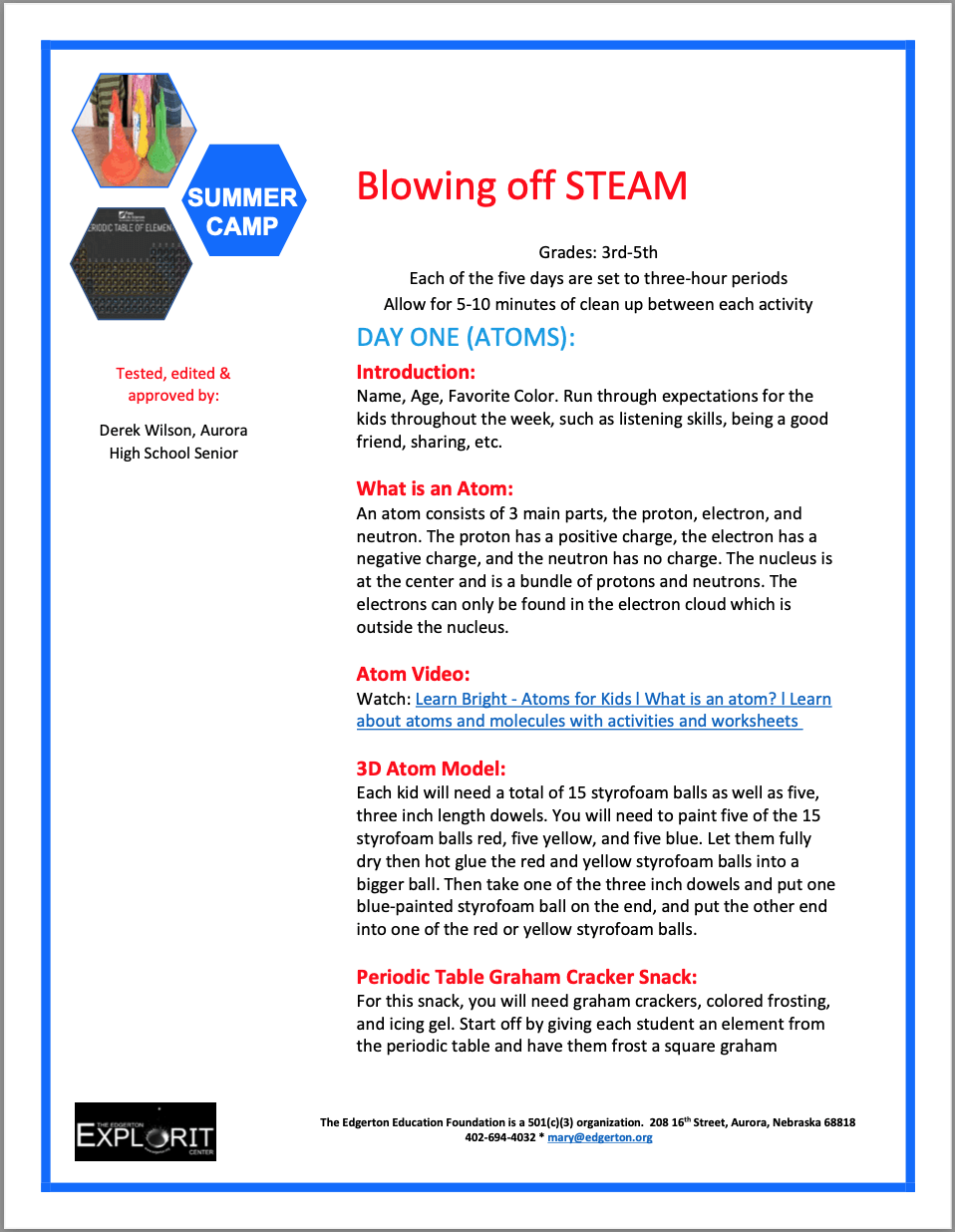 Edgerton STEAM Camps and Lessons
