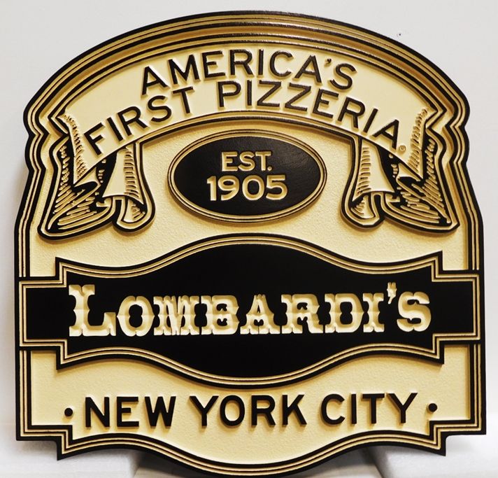 Q25335  -   Classical Ornate  Sign for "Lombardi's - America's First Pizza, New York City"  