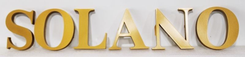 CP-1830 - Carved Individual Letters for "Solano", Brass-Plated HDU