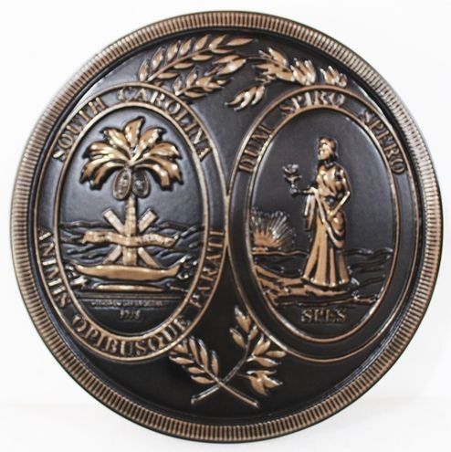 BP-1483A- Carved 3-D Plaque of the Great Seal of the State of South Carolina