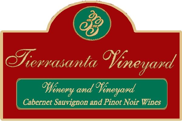 R27095 - Large Carved Wood Entrance Sign for Tieerasanta Vineyards