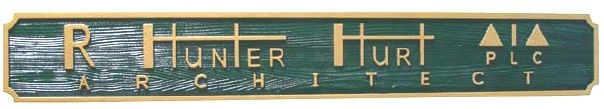 SA28572 - Attractive, Carved and Sandblasted Cedar Wood Name Plate for Architect