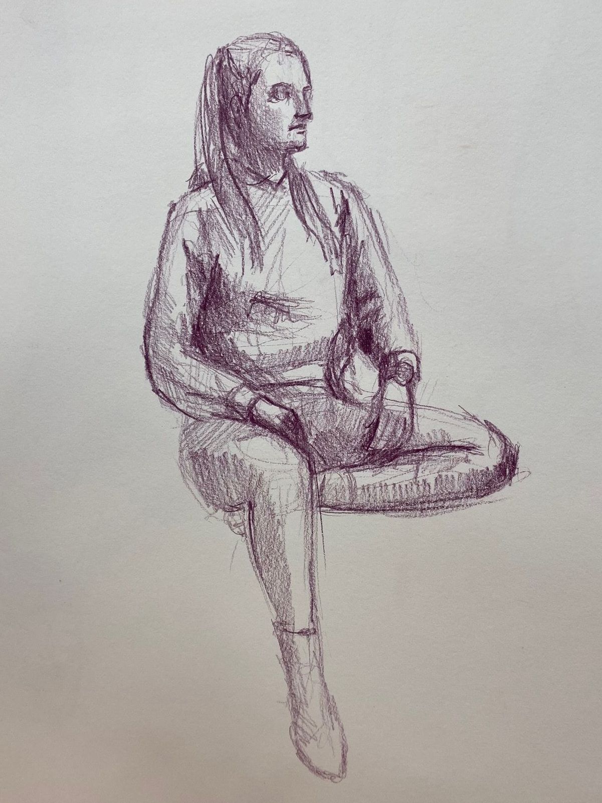 Studio Drawing Seated Female Figure