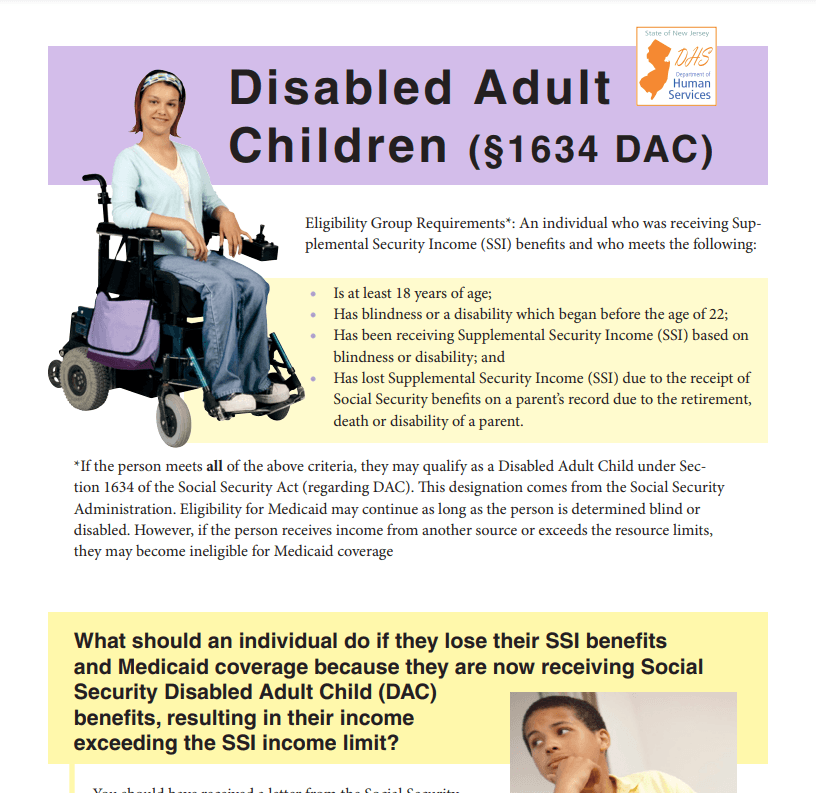 Disabled Adult Child (DAC) flyer - Section 1634 of the Social Security Act