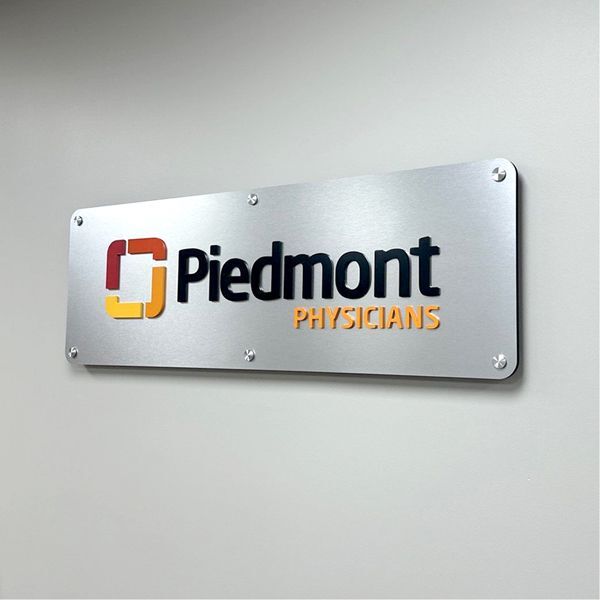 Piedmont Physicians Brushed Aluminum Wall Sign with Standoffs