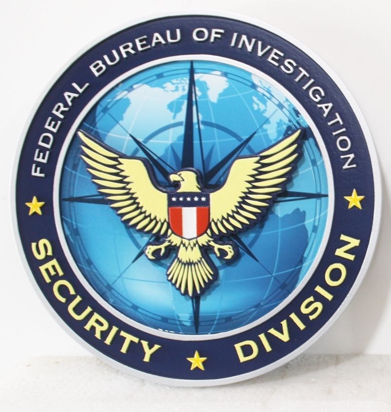 AP-2444 - Carved 2.5-D Multi-Level Plaque for FBI's Security Division