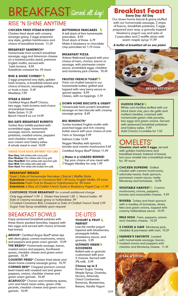 The Eatery : Our Menu : Breakfast All Day - Every Day