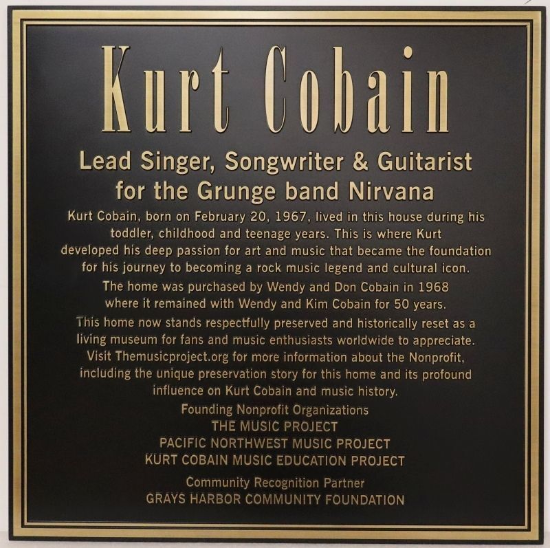 ZP-1211 - Memorial Plaque Honoring Kurt Cobain at His Childhood Home