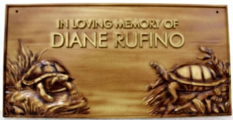 ZP-2121 - Bronze-Finish Memorial Plaque with Turtles and Raised Lettering for Diane Rufino