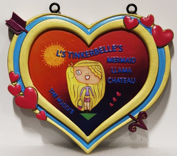 YP-2107 - Cupid's Heart Plaque for L's Tinkerbelle's Mermaid Llama Chateau