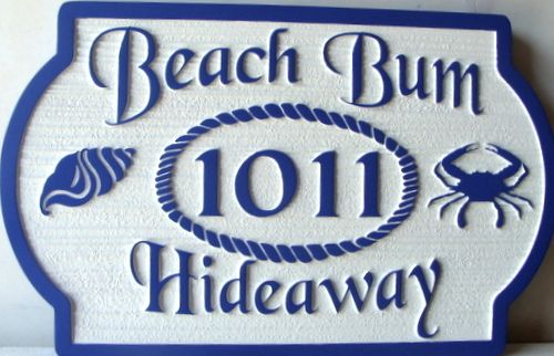 L21570 - Sandblasted HDU Beach House Name and Address Plaque                  