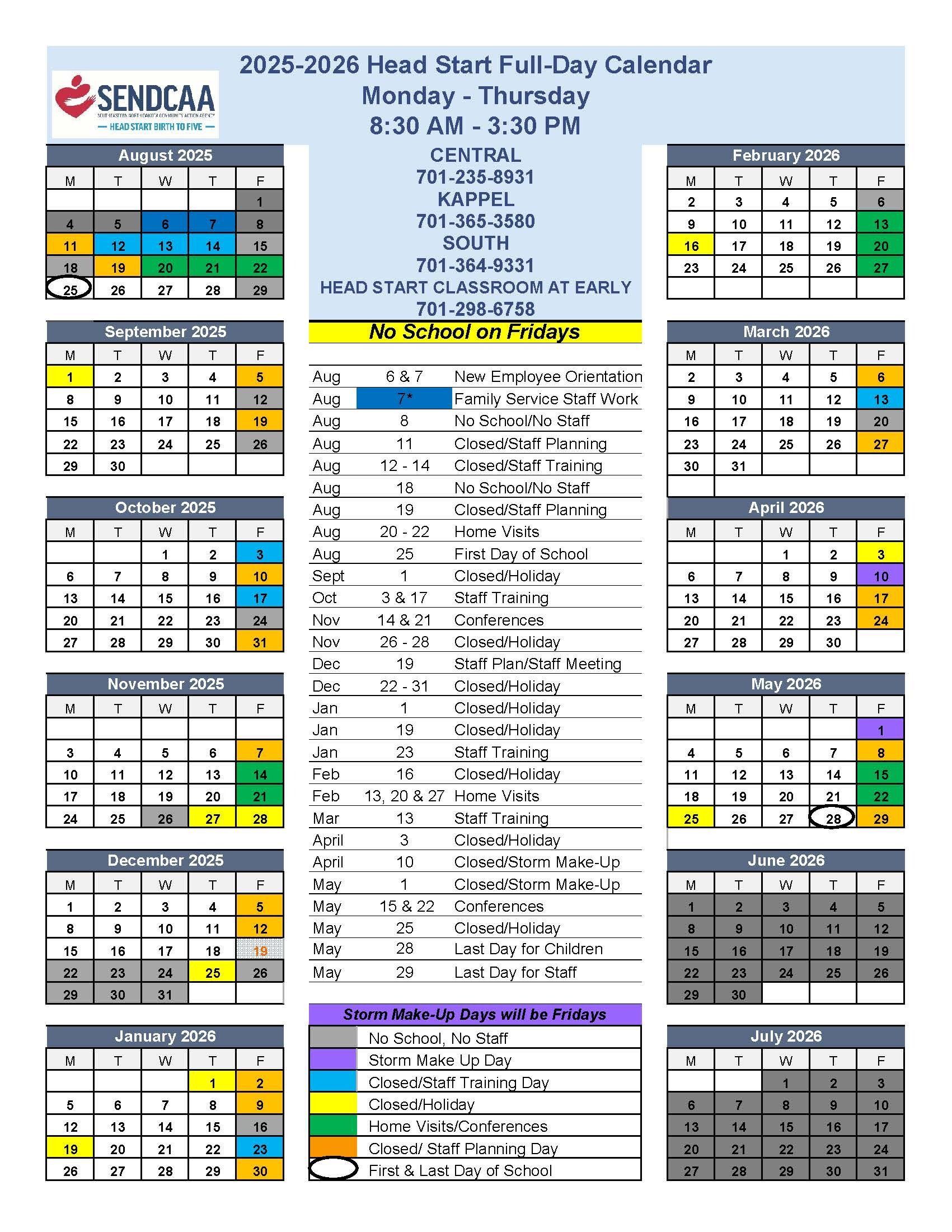 2025-2026  Full-Day Calendar
