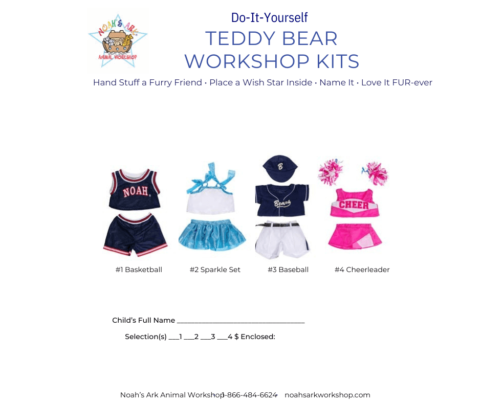 Outfits to dress a stuffed animal as an athlete or cheerleader