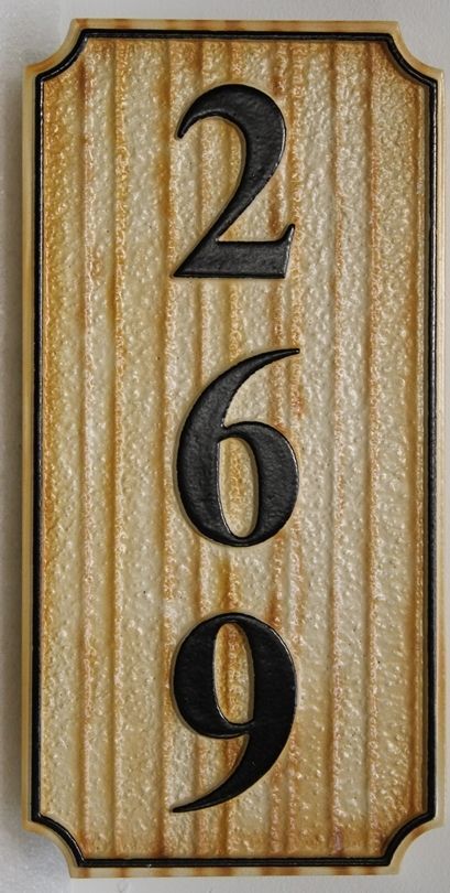 I18869A - Carved and Sandblasted Wood Grain High-Density-Urethane (HDU) Vertical Address Number Sign