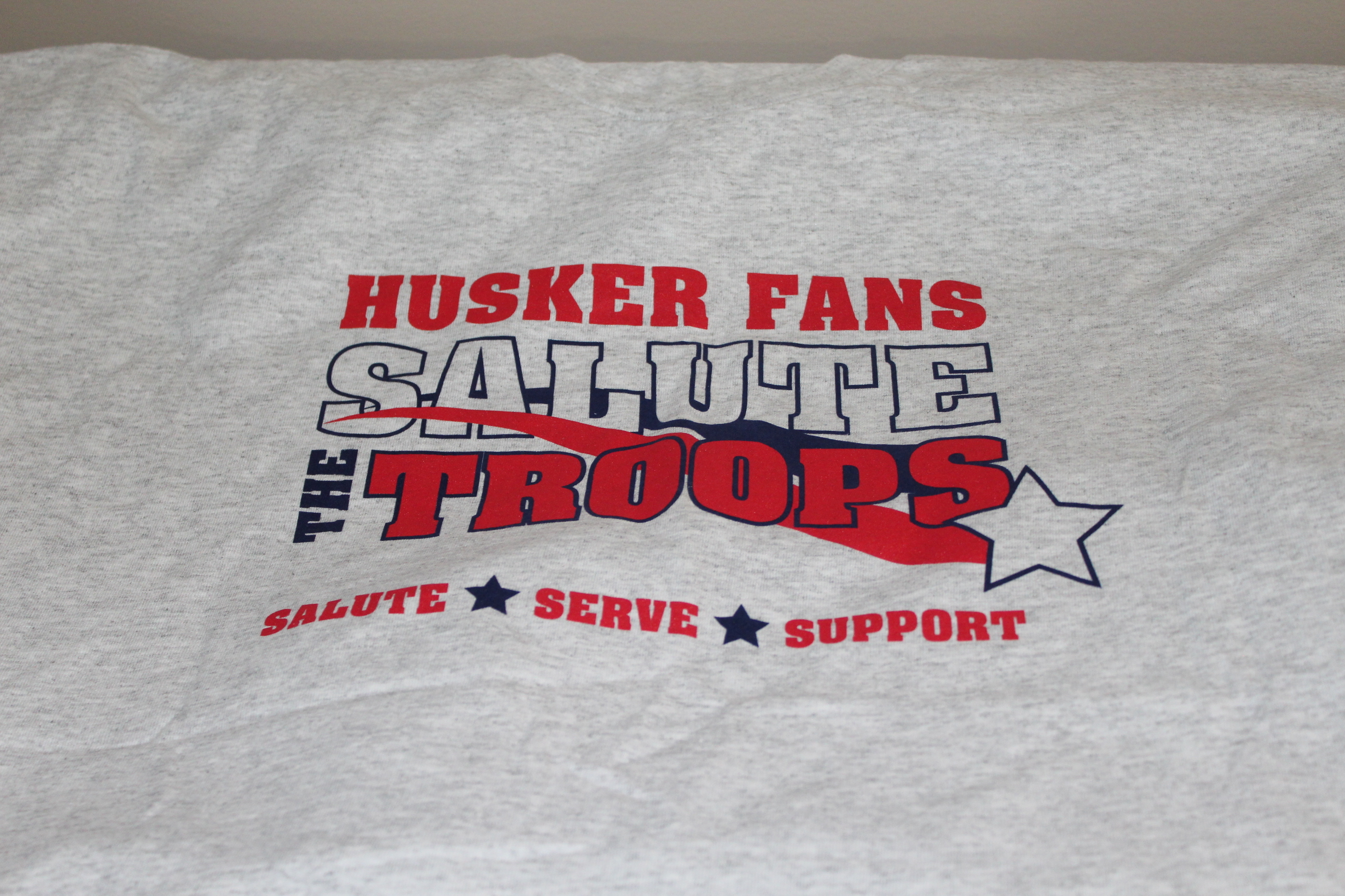 Husker Salute The Troops Grey T-shirt
