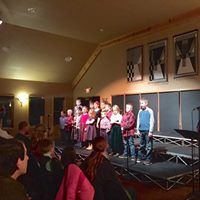 Home School Students Performing with Dan Hall in Story Song Creations 2018