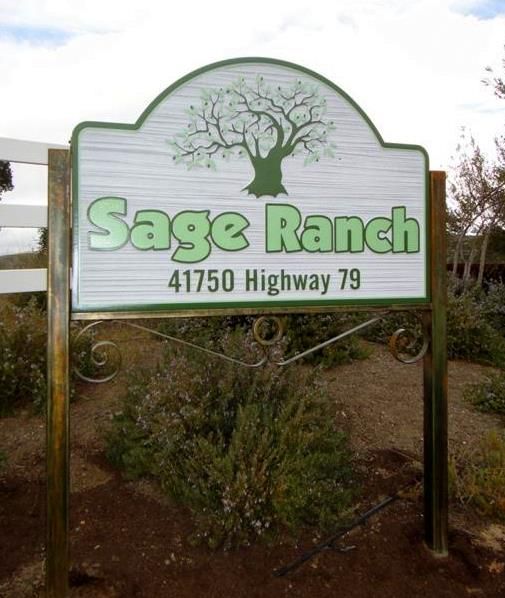 O24857 - Sage Ranch Sign, with Old Tree and Sandblasted Wood-Grain Background