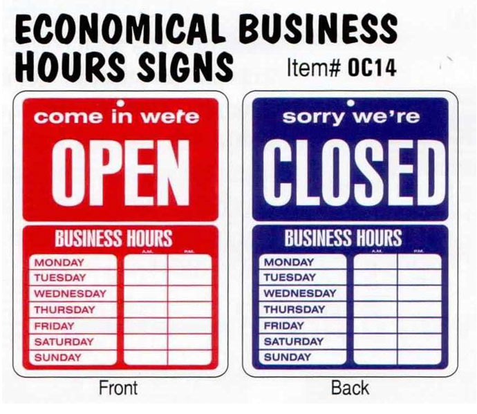 Open/Closed with Hours Sign