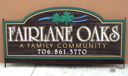 K20093 -Family Community Wooden Entrance Sign, "Fairlane Oaks"