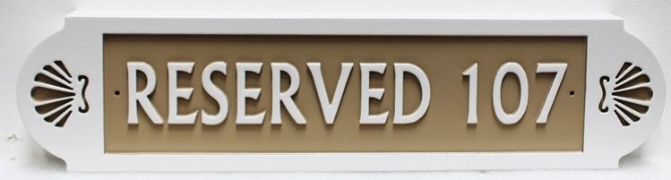 H17381 - Carved 2.5-D Raised and Engraved Relief  High-Density-Urethane (HDU Sign ,  "Reserved 107" 