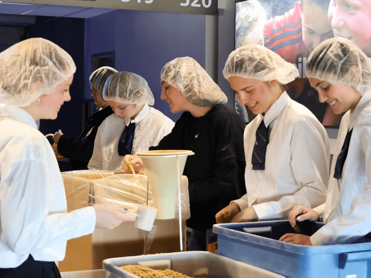 Nebraska FFA members packaged meals during the Living to Serve event held during State FFA Convention. 