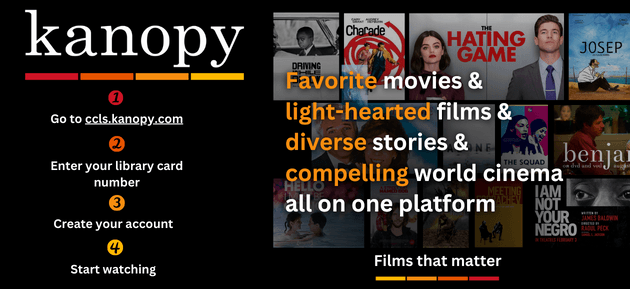 Kanopy movies are now available on your favorite streaming device free with your library card.