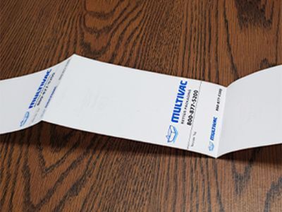 Roll of sticker labels printed for MULTIVAC.