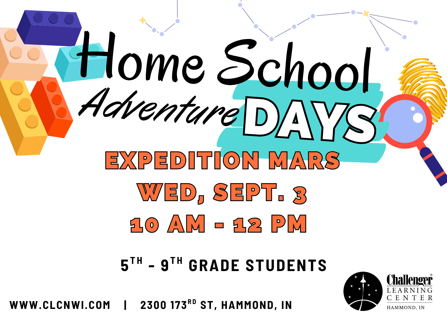 3rd Sept. (Wed) - Expedition Mars Mission (5th - 9th Graders)