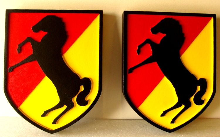 MP-1780 - Carved Plaques of the Insignia of the 11th Armored Cavalry Regiment of the US Army,  Artist Painted