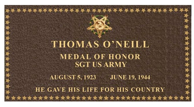 ZP-1100- Carved Memorial  Plaque Honoring Army Sergeant  Medal of Honor Awardee,  Painted Brass and Bronze 
