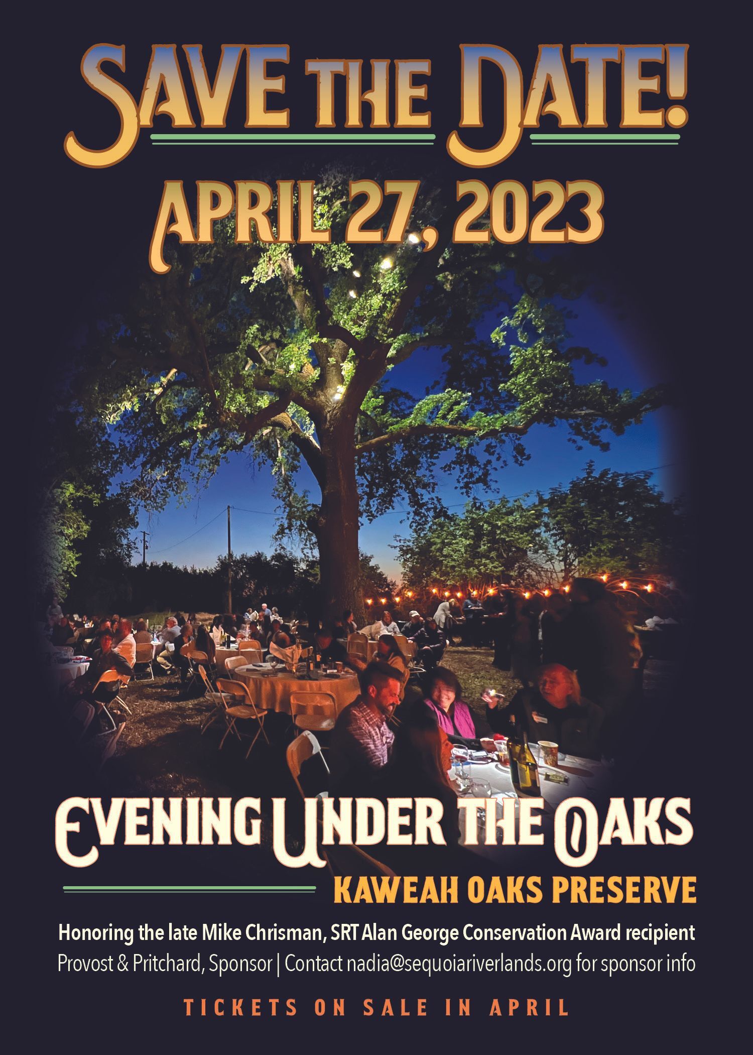 SAVE THE DATE: SRT's 'Evening Under the Oaks' returns April 27