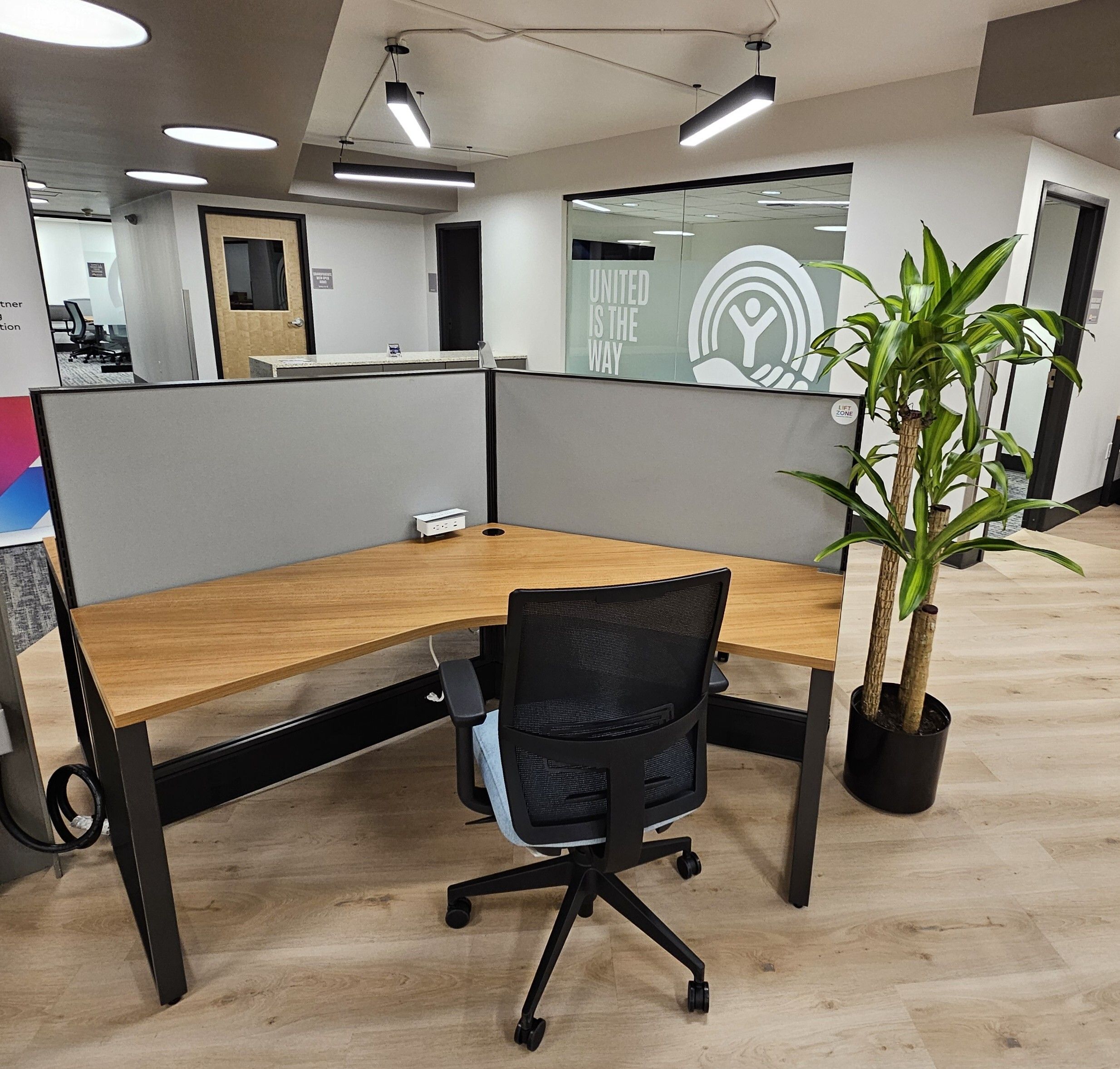 Image of the Behnken Nonprofit Learning Campus coworking station.