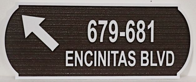 H17098 - Carved and Sandblasted High-Density-Urethane (HDU) Name and Number Directional Street Sign