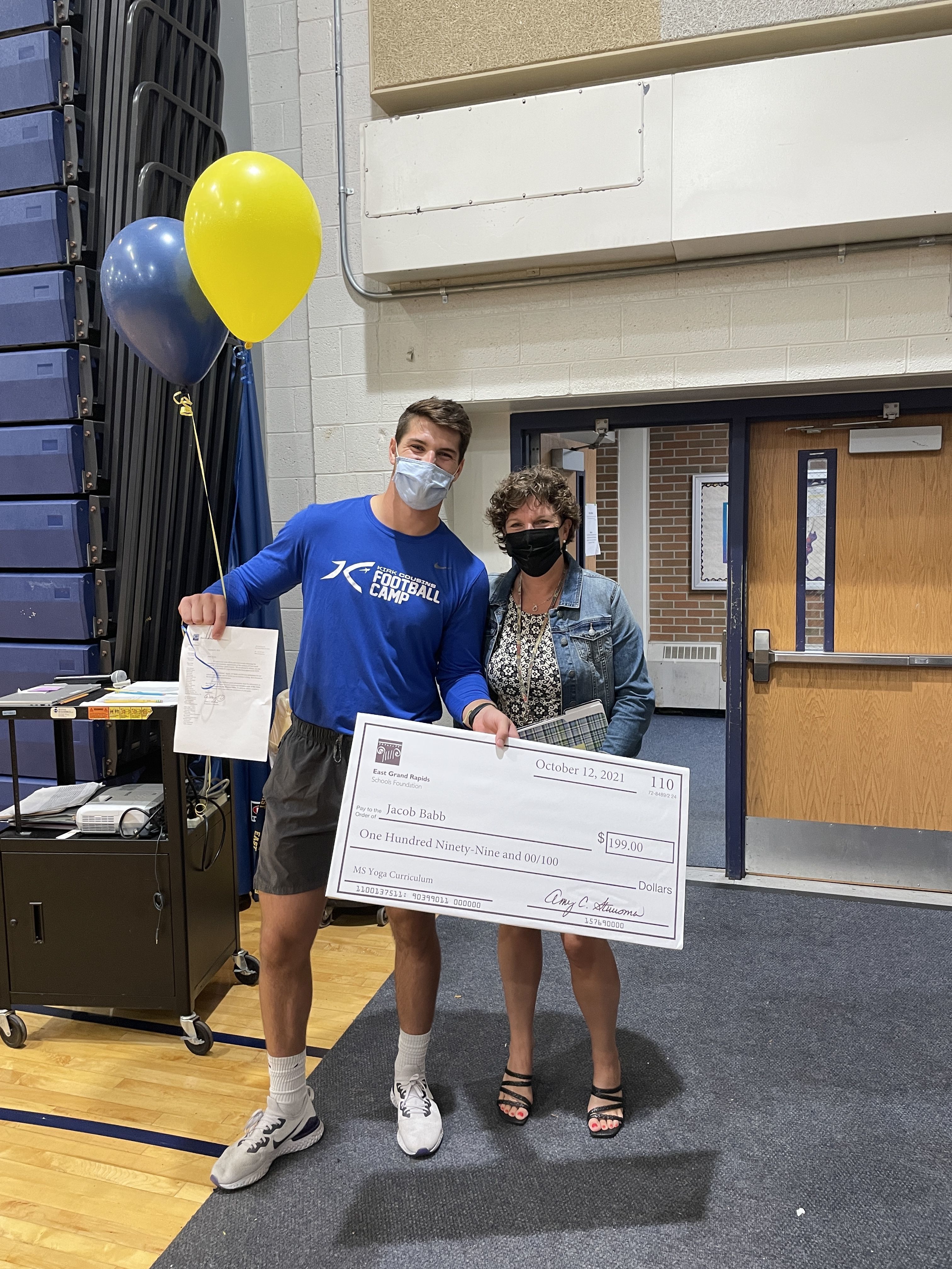 photo of Jacob Babb big check