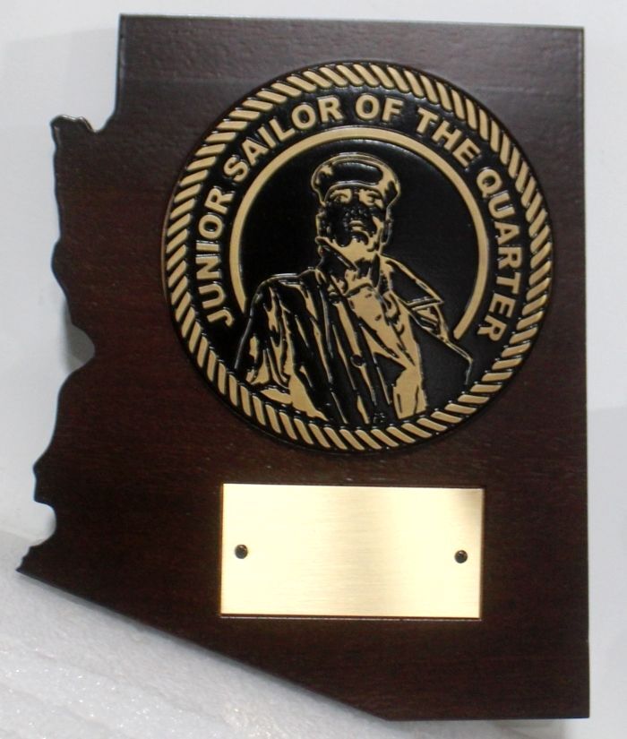 SB1247 - Carved Mahogany Junior Sailor of the Quarter Plaque