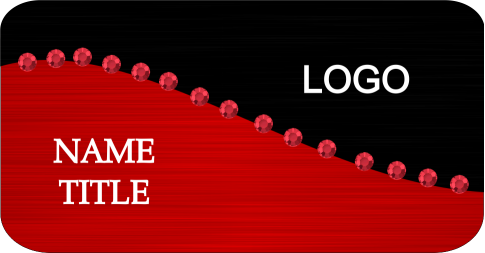 RED AND BLACK TWO TONE SWIRL BLING NAME BADGE