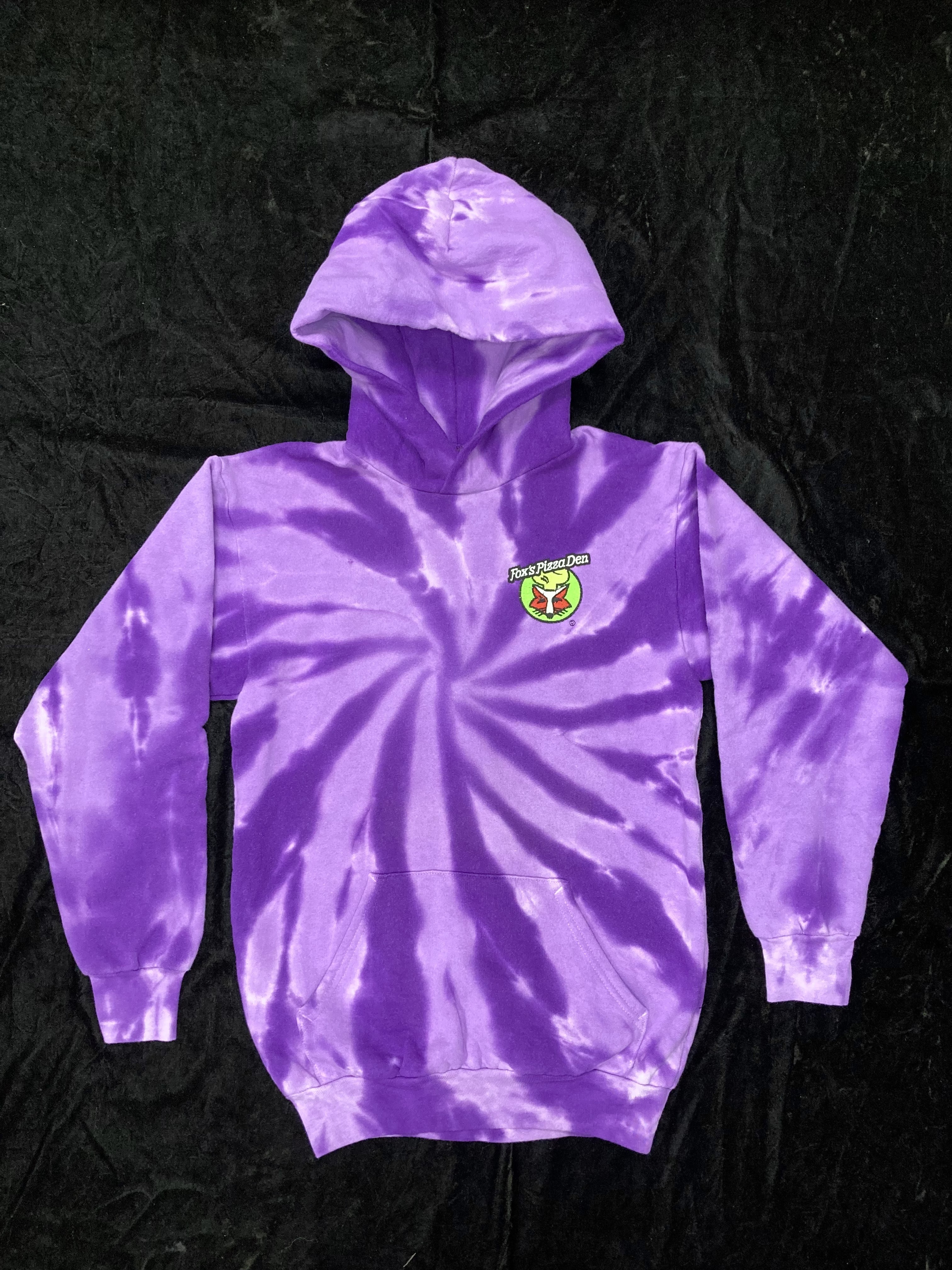 SALE Fox's Logo - YOUTH MEDIUM Purple Tie Dye Hoodie
