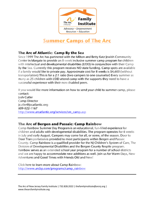 Summer Camps of The Arc