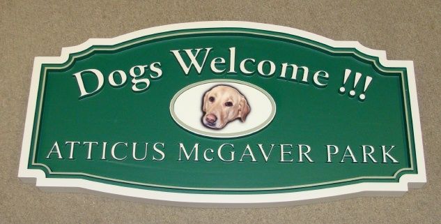 GA16540A - Design of HDU or Wood Sign for Dog Park, "Dogs Welcome!!!"