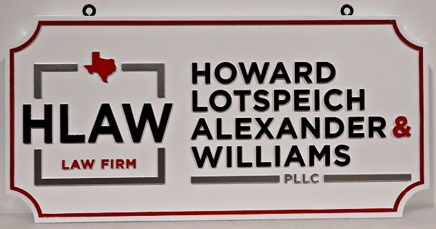 A10045A - Carved and Sandblasted HDU Sign for "HLaw Law Firm"