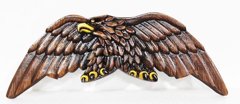 IP-1663 - -  Carved Plaque of the Eagle  Badge / Emblem of an Intelligence Agency, Mahogany Wood