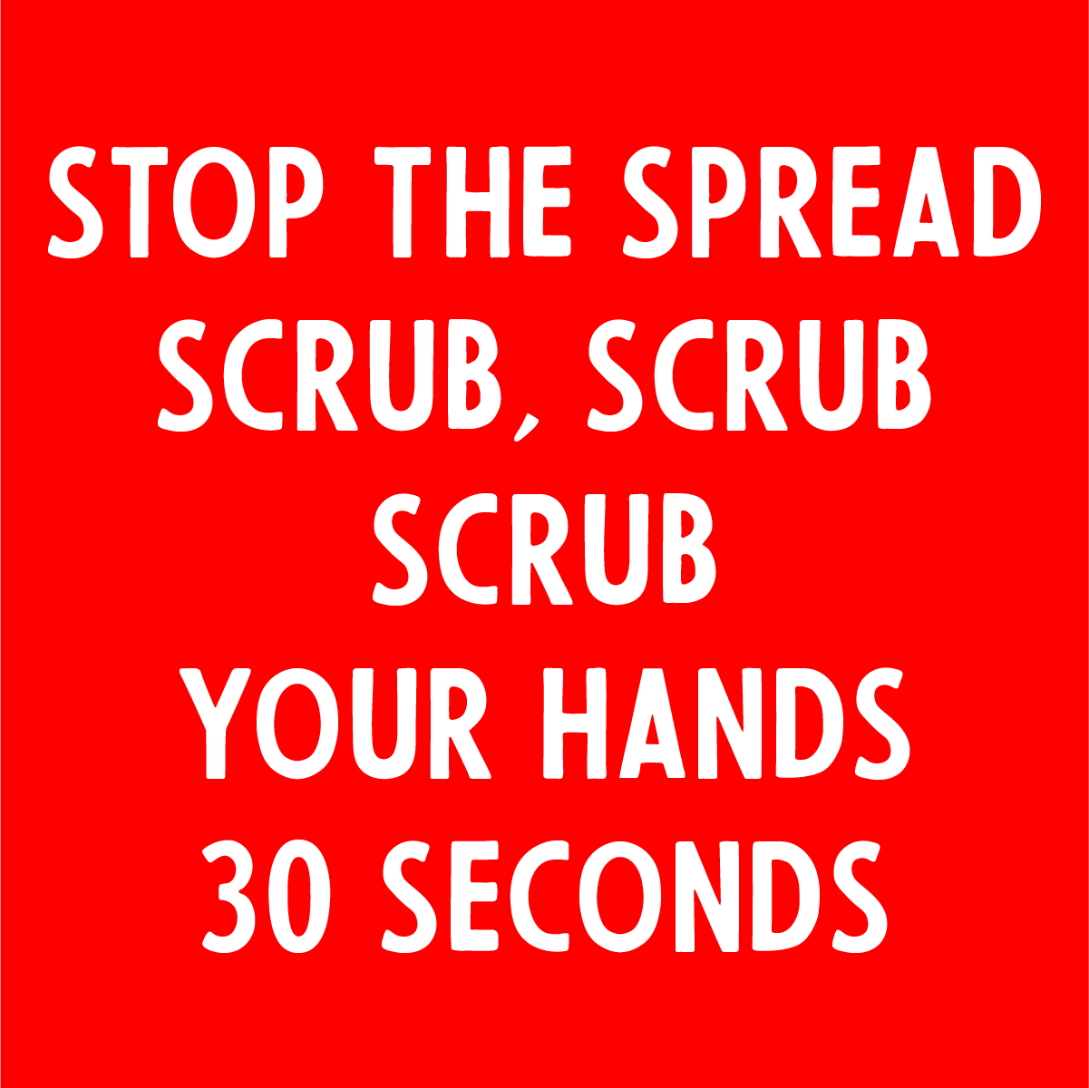 4” x 4” Scrub Your Hands Solid Decal for Mirrors or adhere to wall. In your choice of Red, Blue, Black or Green.
