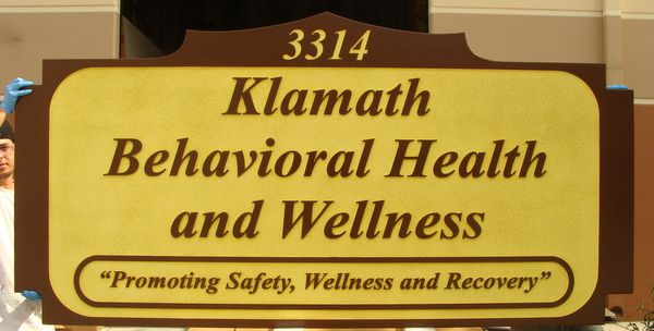B11163 - Carved HDU Address Sign for "Klamath Behavioral Health and Wellness Center" 